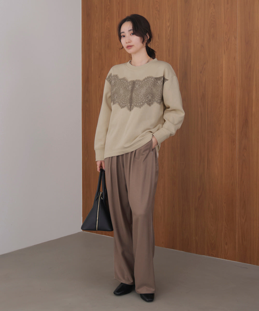 裏起毛レースラインプルオーバー