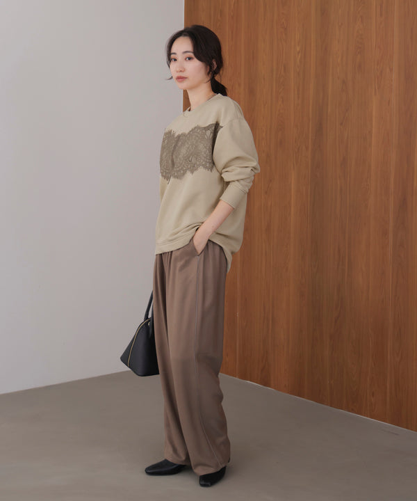 裏起毛レースラインプルオーバー