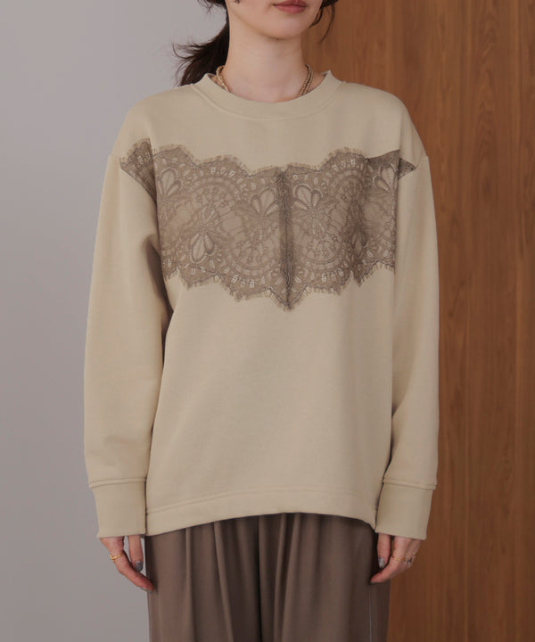 裏起毛レースラインプルオーバー