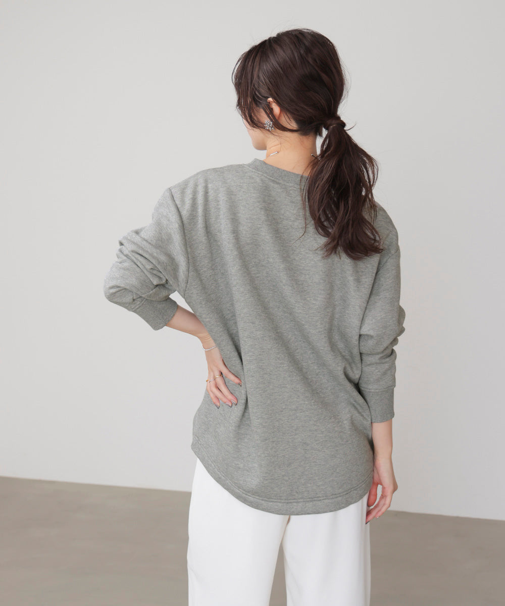 裏起毛レースラインプルオーバー