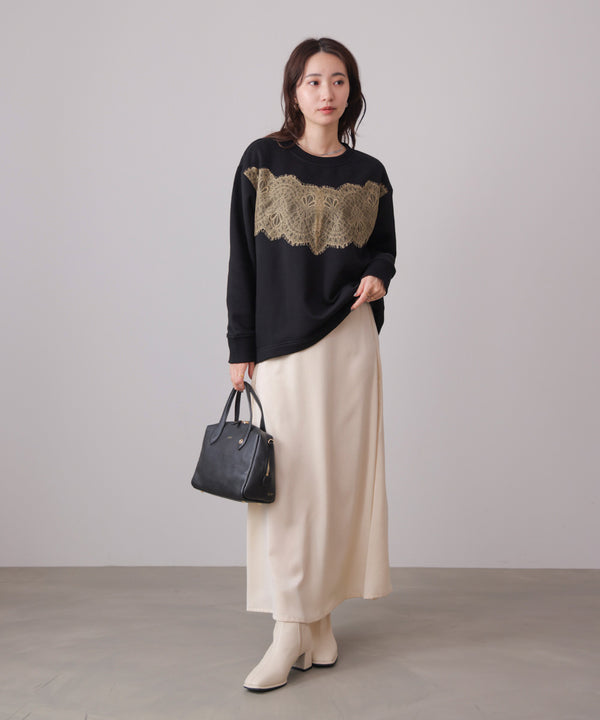 裏起毛レースラインプルオーバー