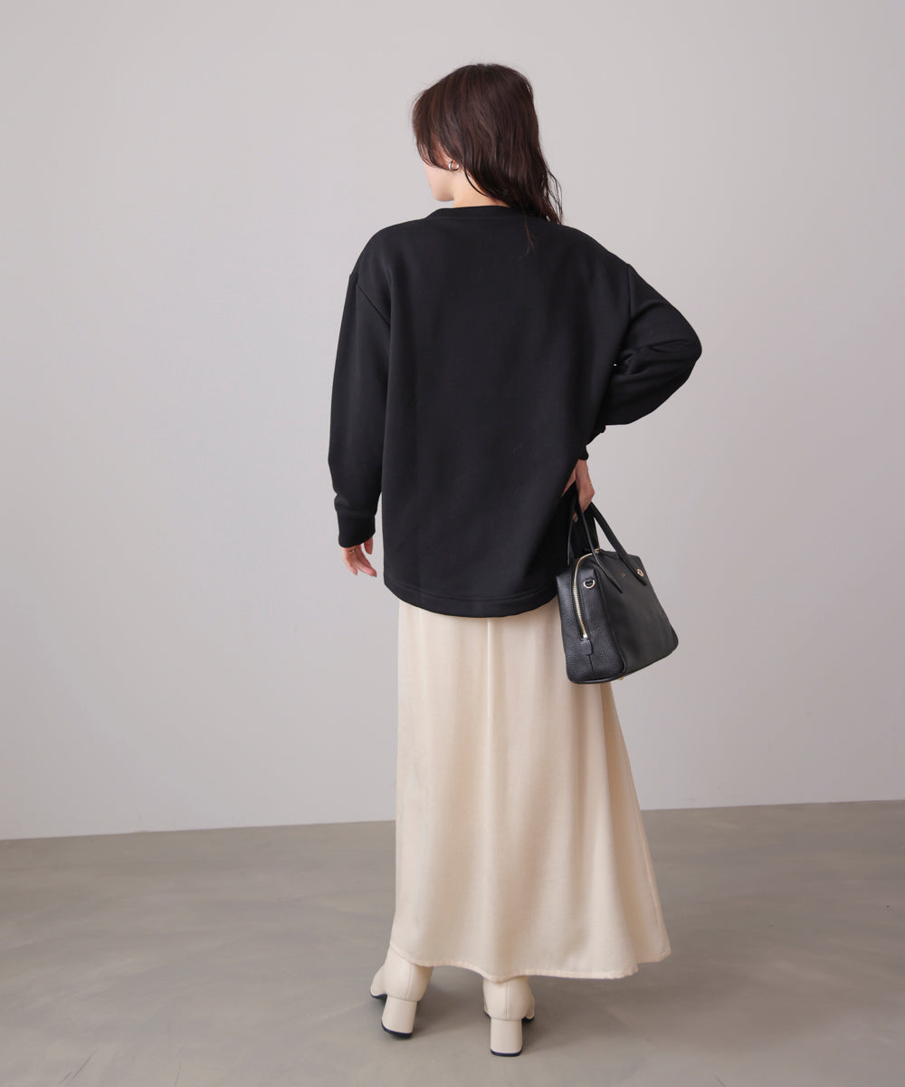 裏起毛レースラインプルオーバー