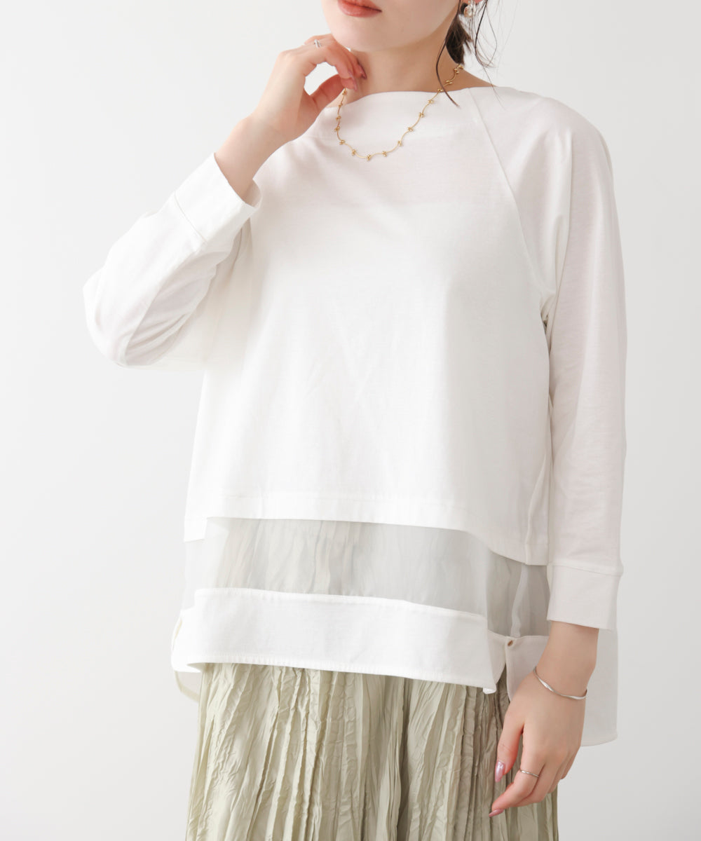 Wシルケットシアーラインプルオーバー