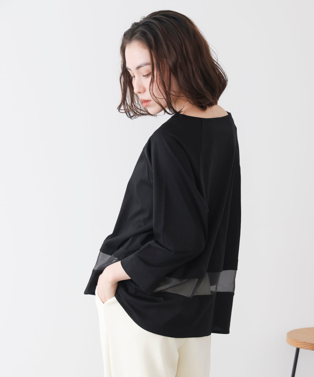 Wシルケットシアーラインプルオーバー