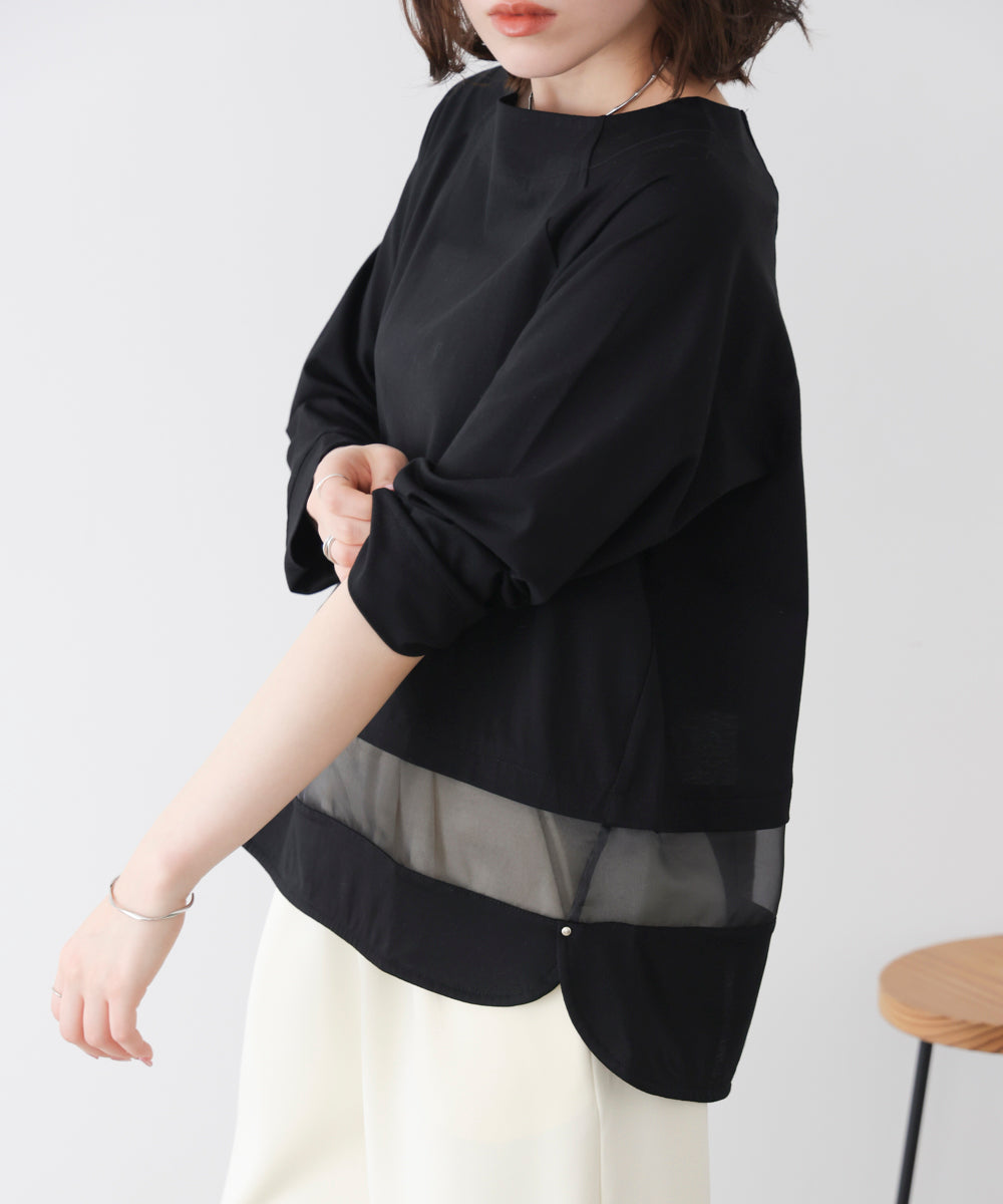 Wシルケットシアーラインプルオーバー