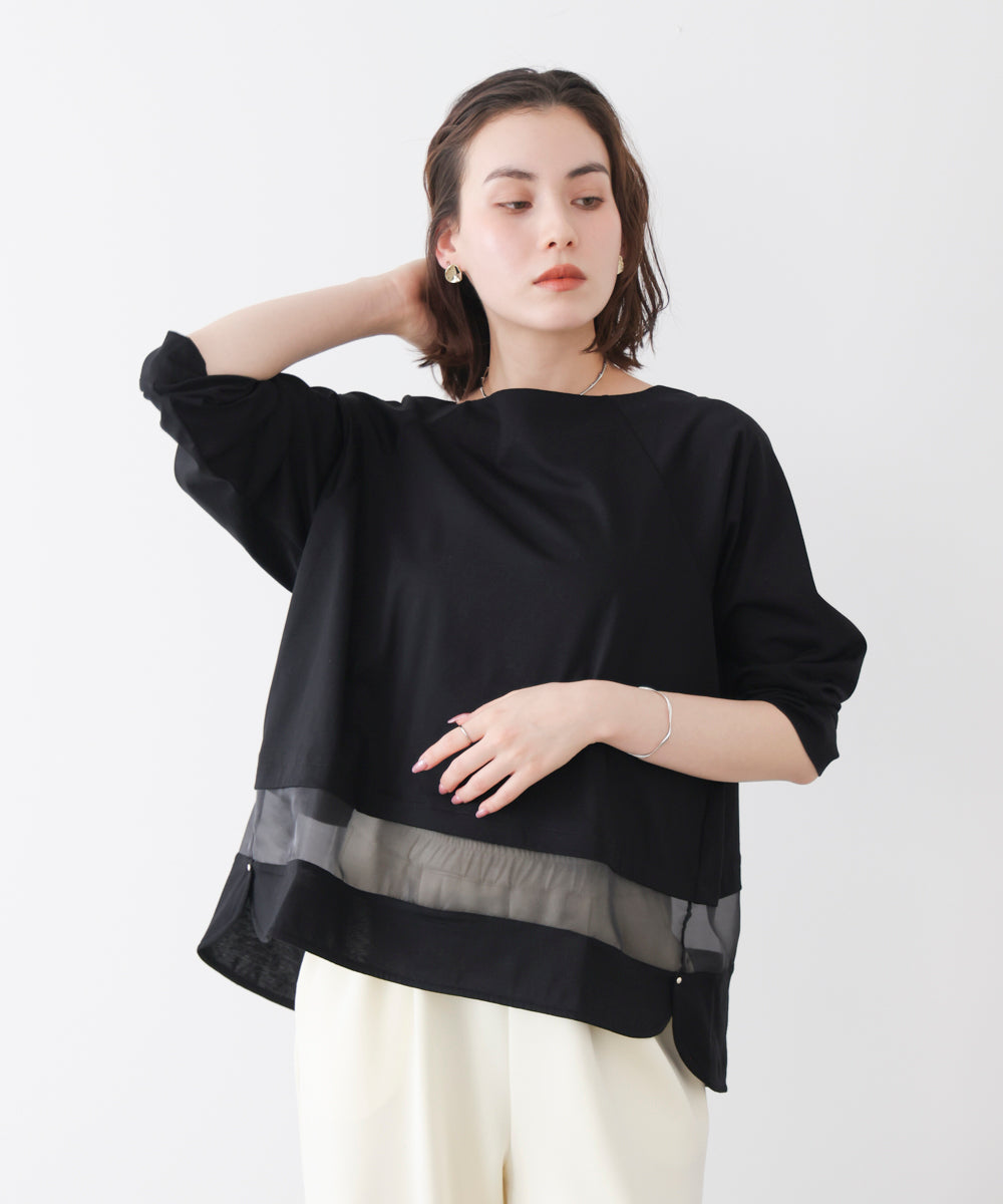 Wシルケットシアーラインプルオーバー