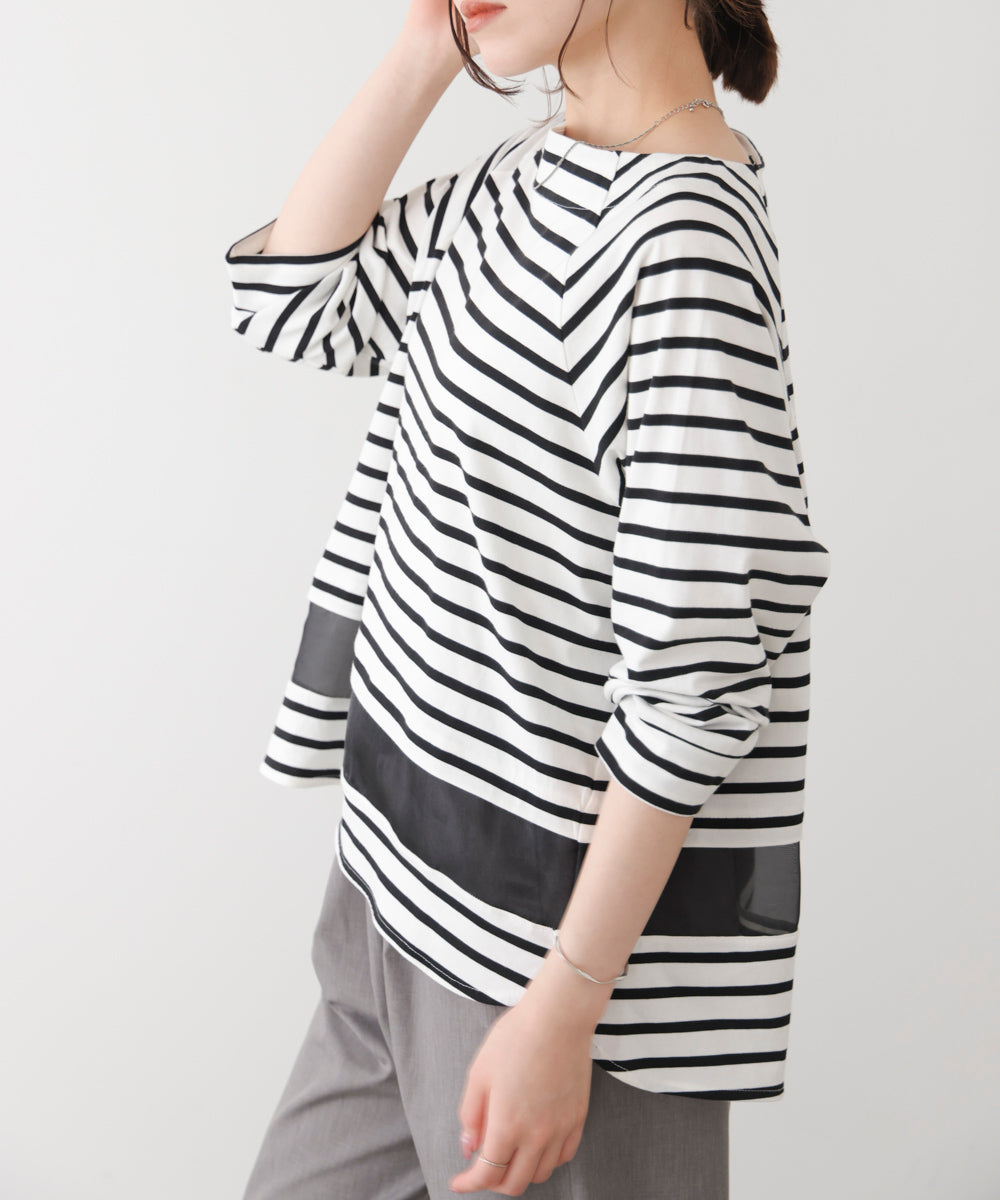 Wシルケットシアーラインプルオーバー