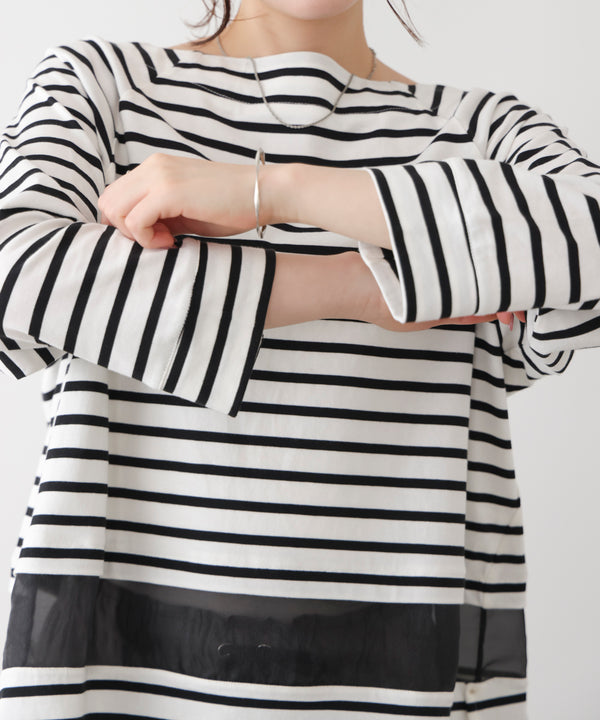 Wシルケットシアーラインプルオーバー