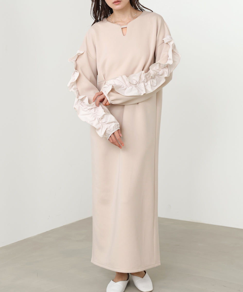 フリルスリーブポンチワンピース