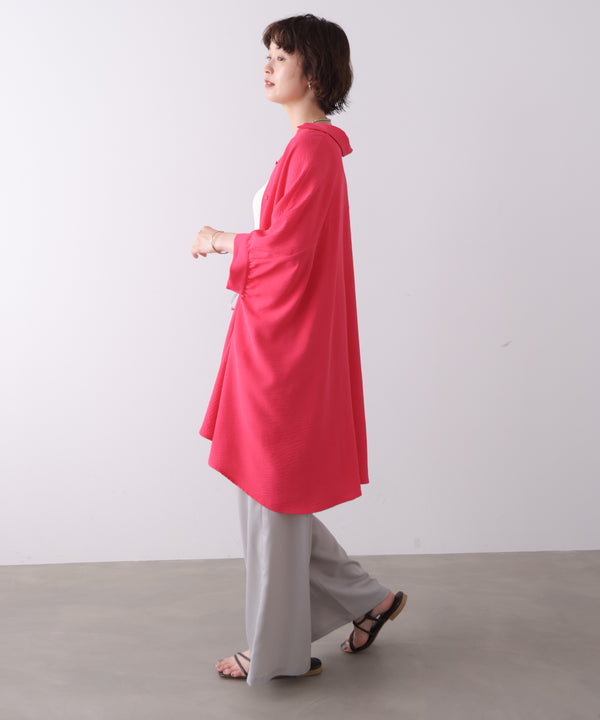 麻ライクギャザースリーブチュニック［6/11発送予定］