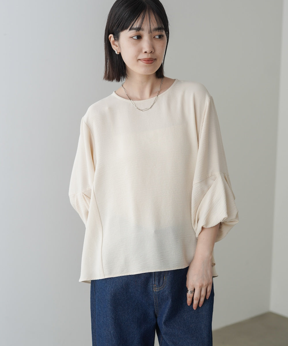 麻ライクタックスリーブブラウス