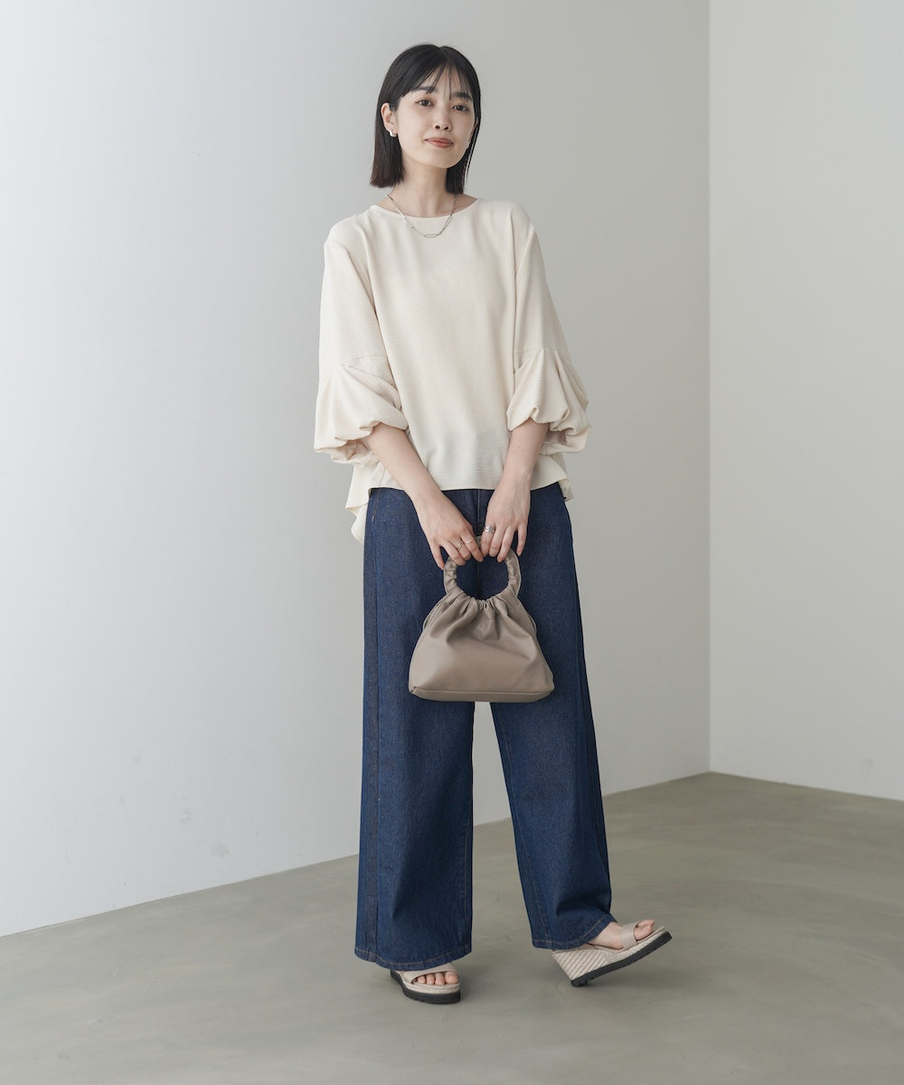 麻ライクタックスリーブブラウス