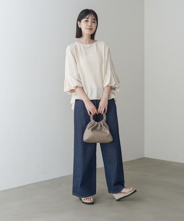 麻ライクタックスリーブブラウス