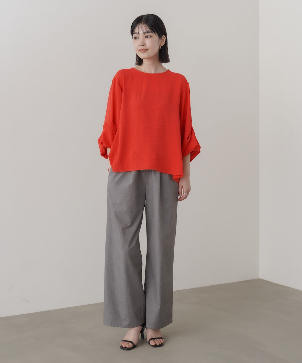 麻ライクタックスリーブブラウス