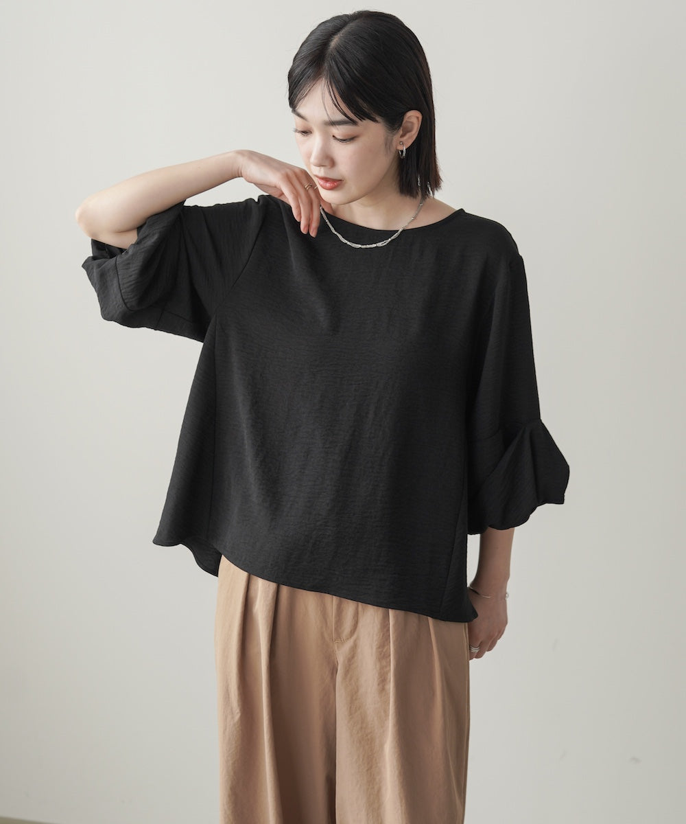 麻ライクタックスリーブブラウス