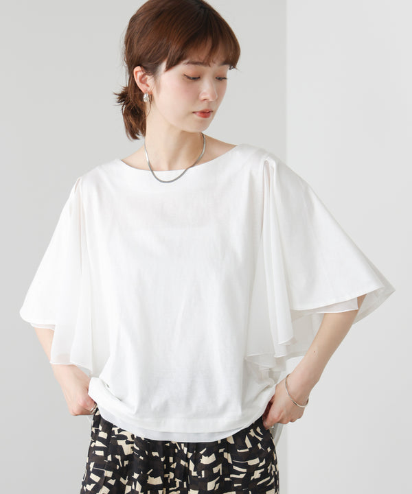 Ｗシルケットシフォンドッキングプルオーバー