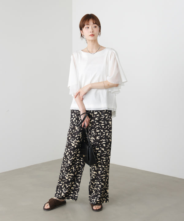 Ｗシルケットシフォンドッキングプルオーバー