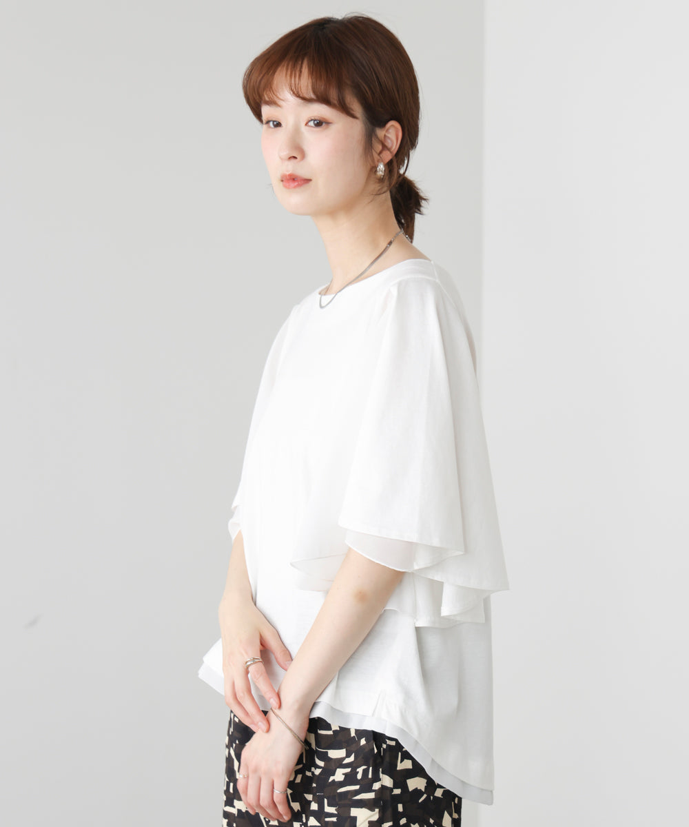 Ｗシルケットシフォンドッキングプルオーバー