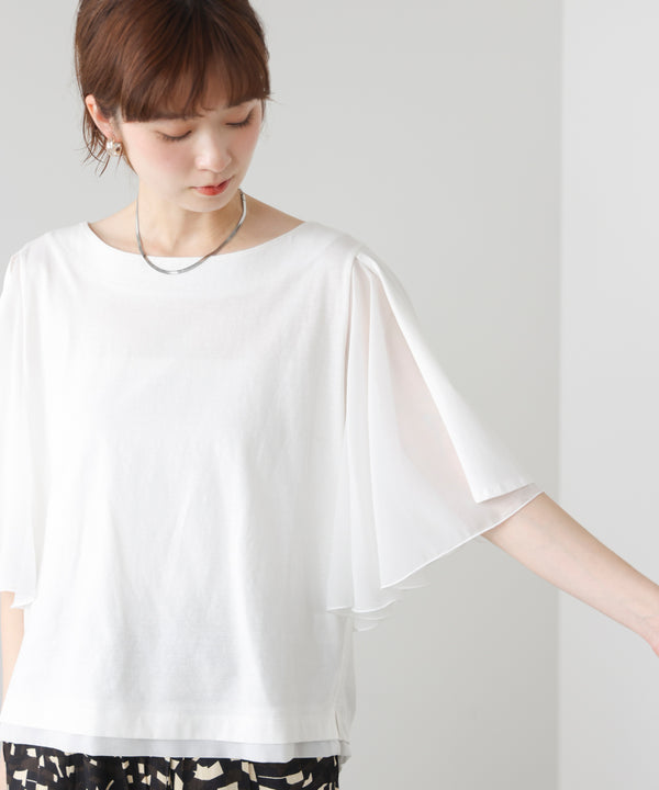 Ｗシルケットシフォンドッキングプルオーバー