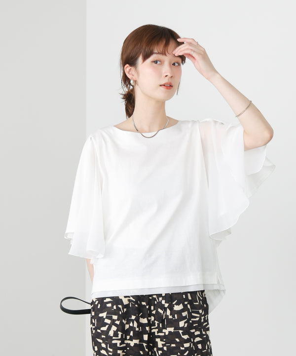 Ｗシルケットシフォンドッキングプルオーバー