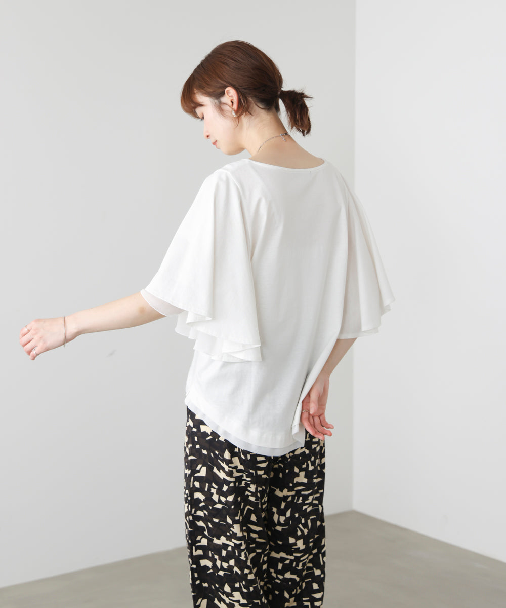 Ｗシルケットシフォンドッキングプルオーバー