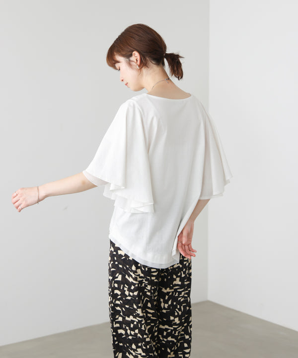 Ｗシルケットシフォンドッキングプルオーバー