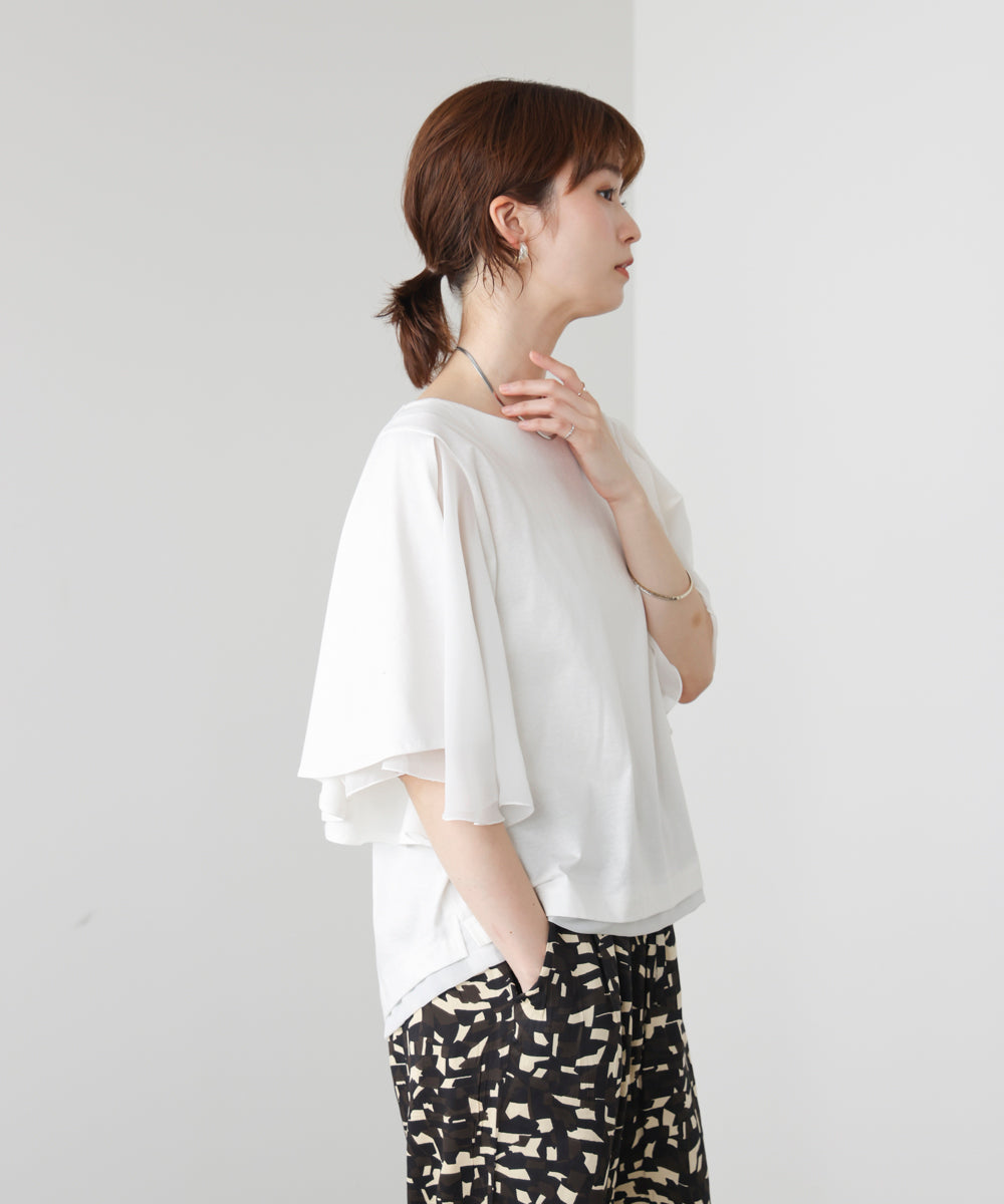 Ｗシルケットシフォンドッキングプルオーバー