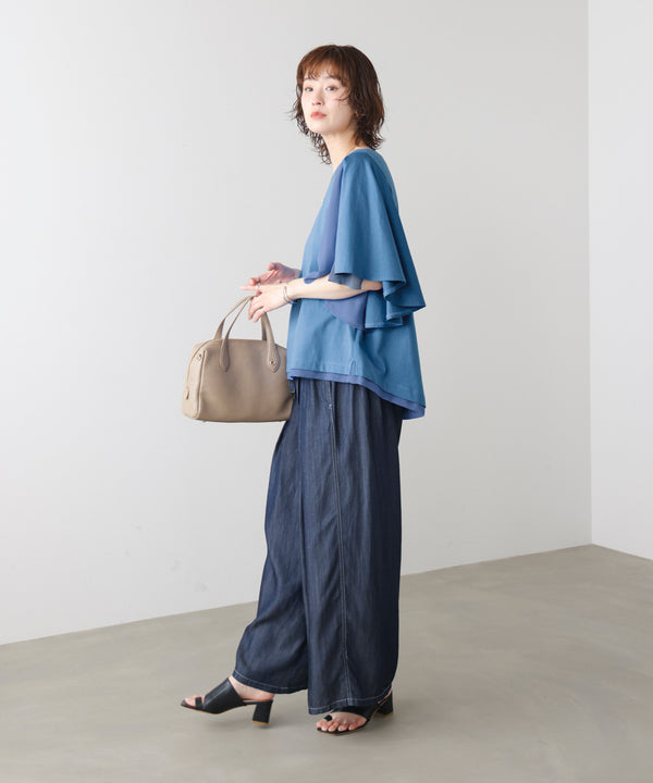 Ｗシルケットシフォンドッキングプルオーバー