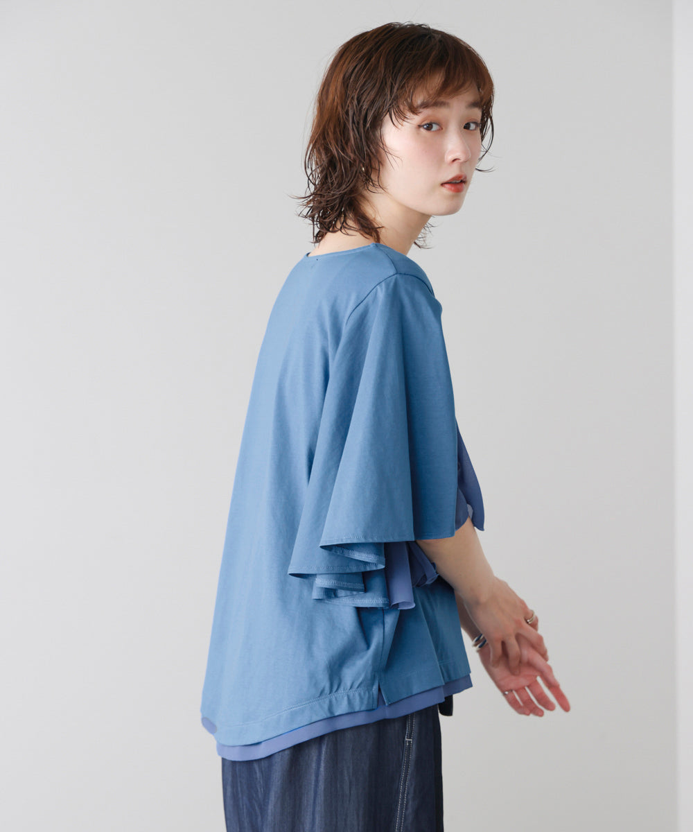 Ｗシルケットシフォンドッキングプルオーバー