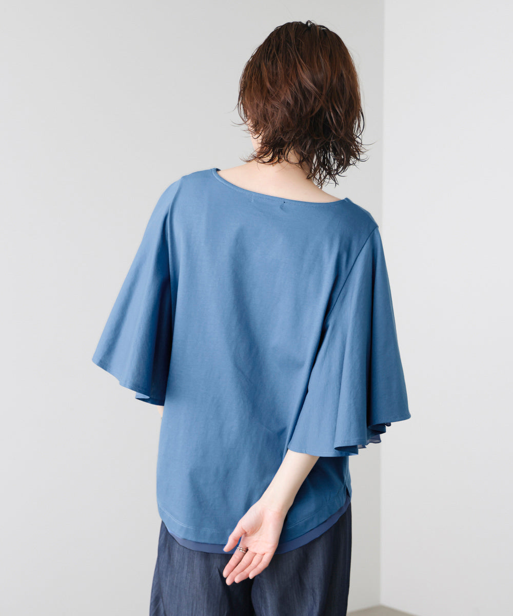 Ｗシルケットシフォンドッキングプルオーバー