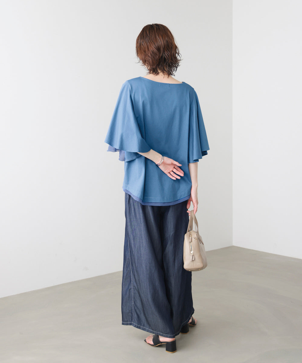 Ｗシルケットシフォンドッキングプルオーバー