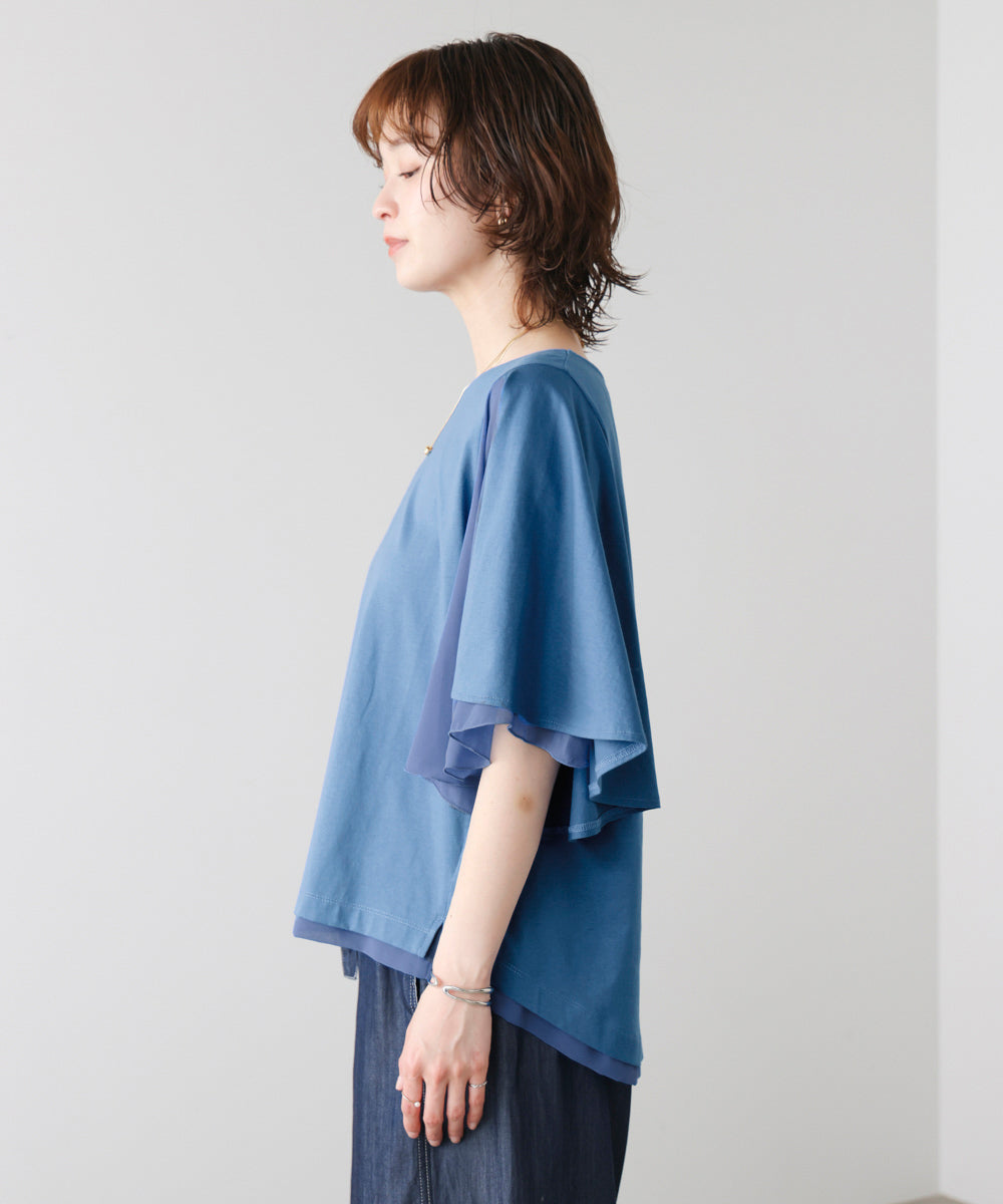 Ｗシルケットシフォンドッキングプルオーバー