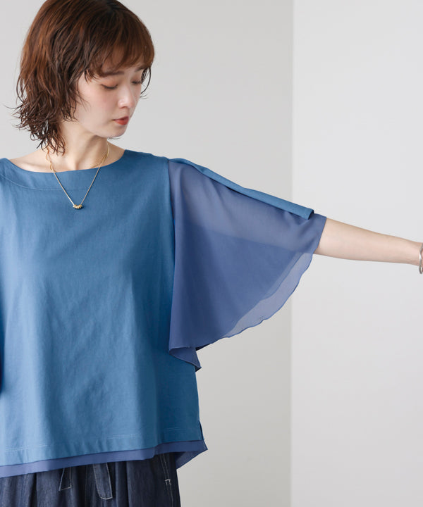 Ｗシルケットシフォンドッキングプルオーバー