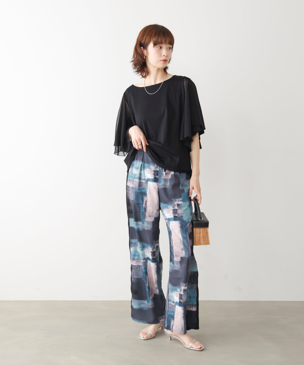 Ｗシルケットシフォンドッキングプルオーバー