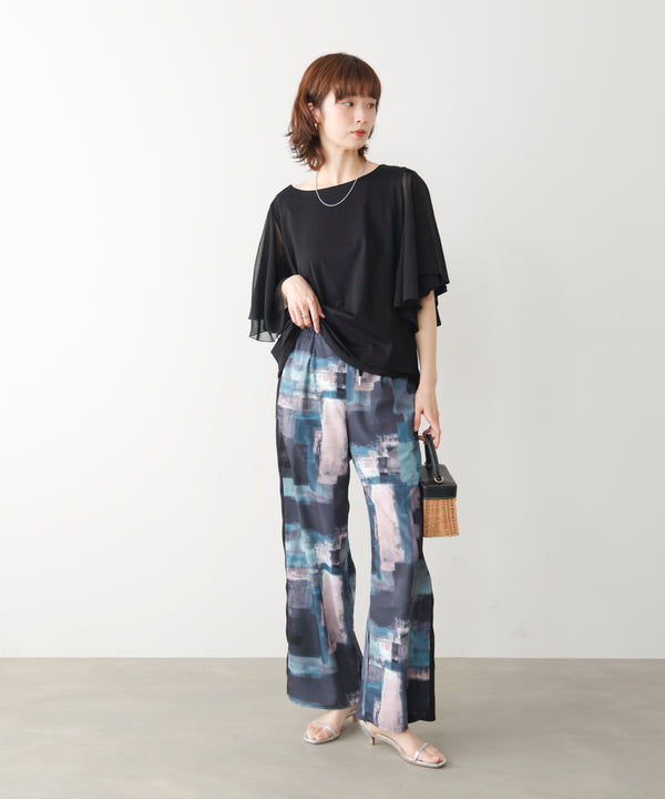 Ｗシルケットシフォンドッキングプルオーバー