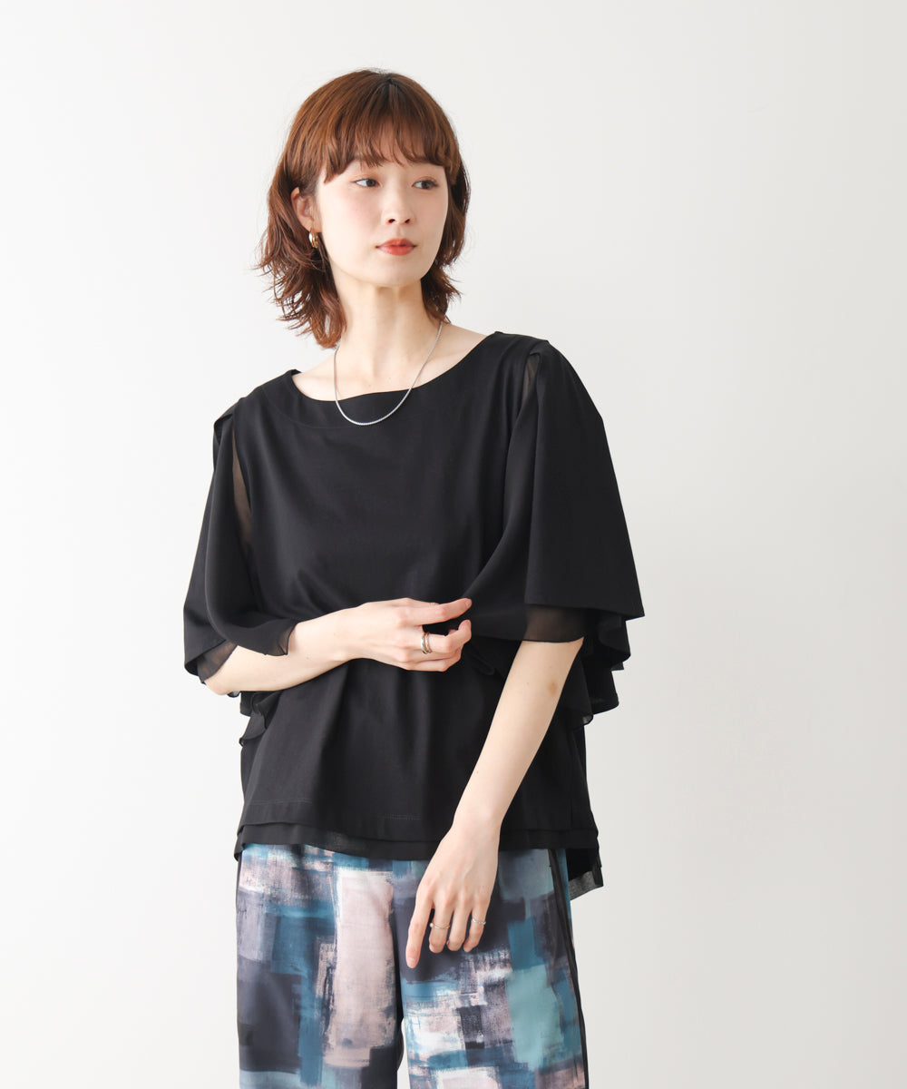 Ｗシルケットシフォンドッキングプルオーバー