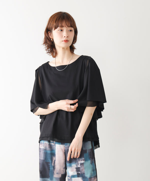 Ｗシルケットシフォンドッキングプルオーバー