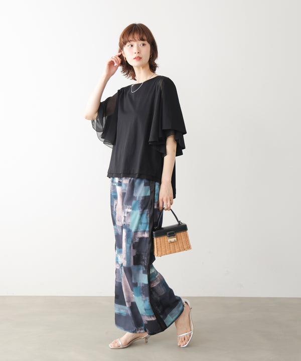 Ｗシルケットシフォンドッキングプルオーバー