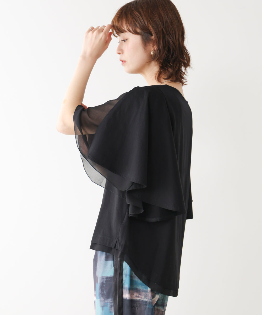 Ｗシルケットシフォンドッキングプルオーバー