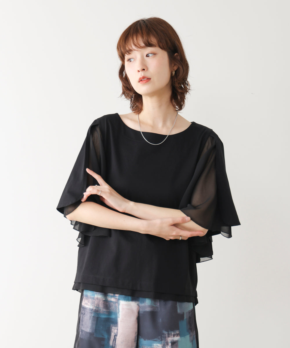 Ｗシルケットシフォンドッキングプルオーバー