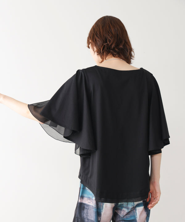 Ｗシルケットシフォンドッキングプルオーバー