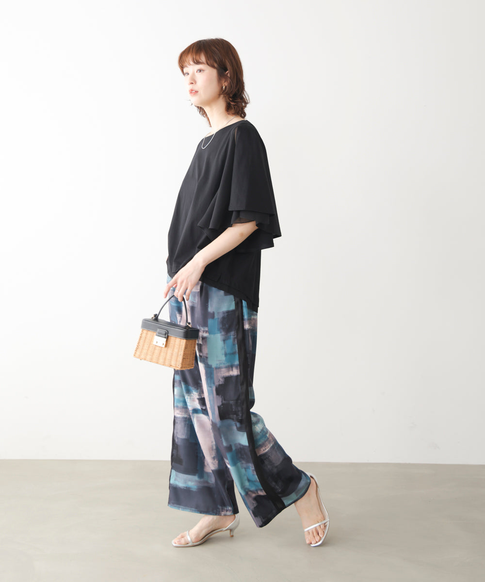 Ｗシルケットシフォンドッキングプルオーバー