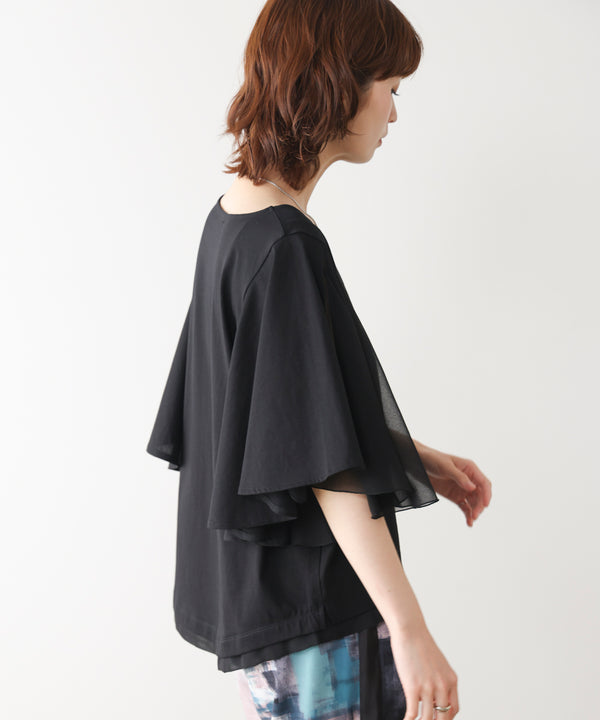 Ｗシルケットシフォンドッキングプルオーバー