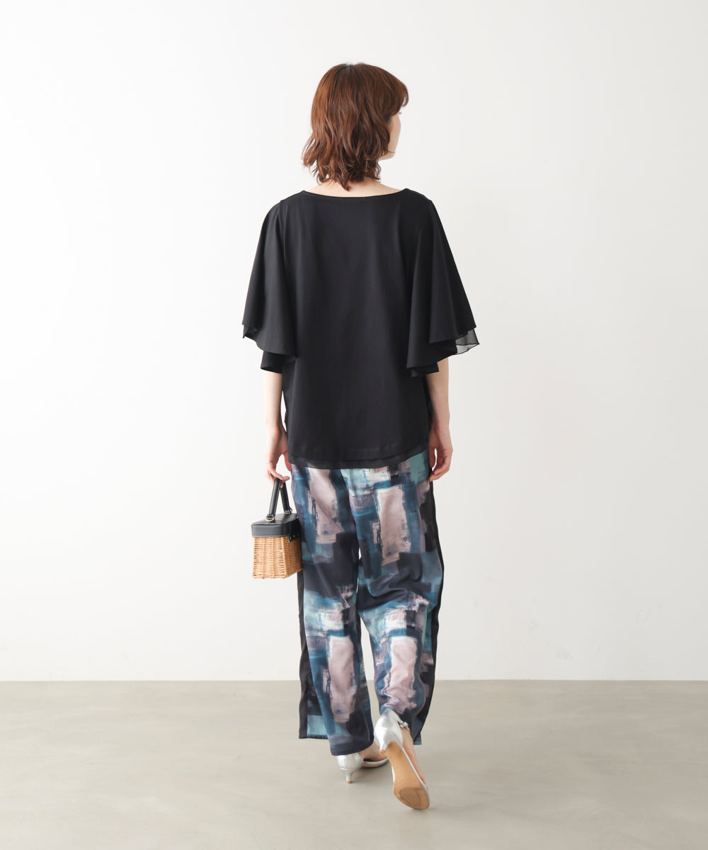 Ｗシルケットシフォンドッキングプルオーバー