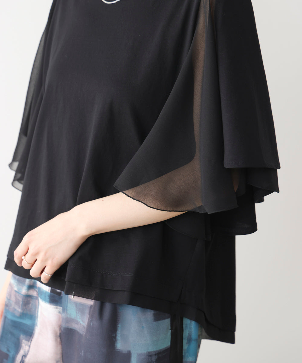 Ｗシルケットシフォンドッキングプルオーバー