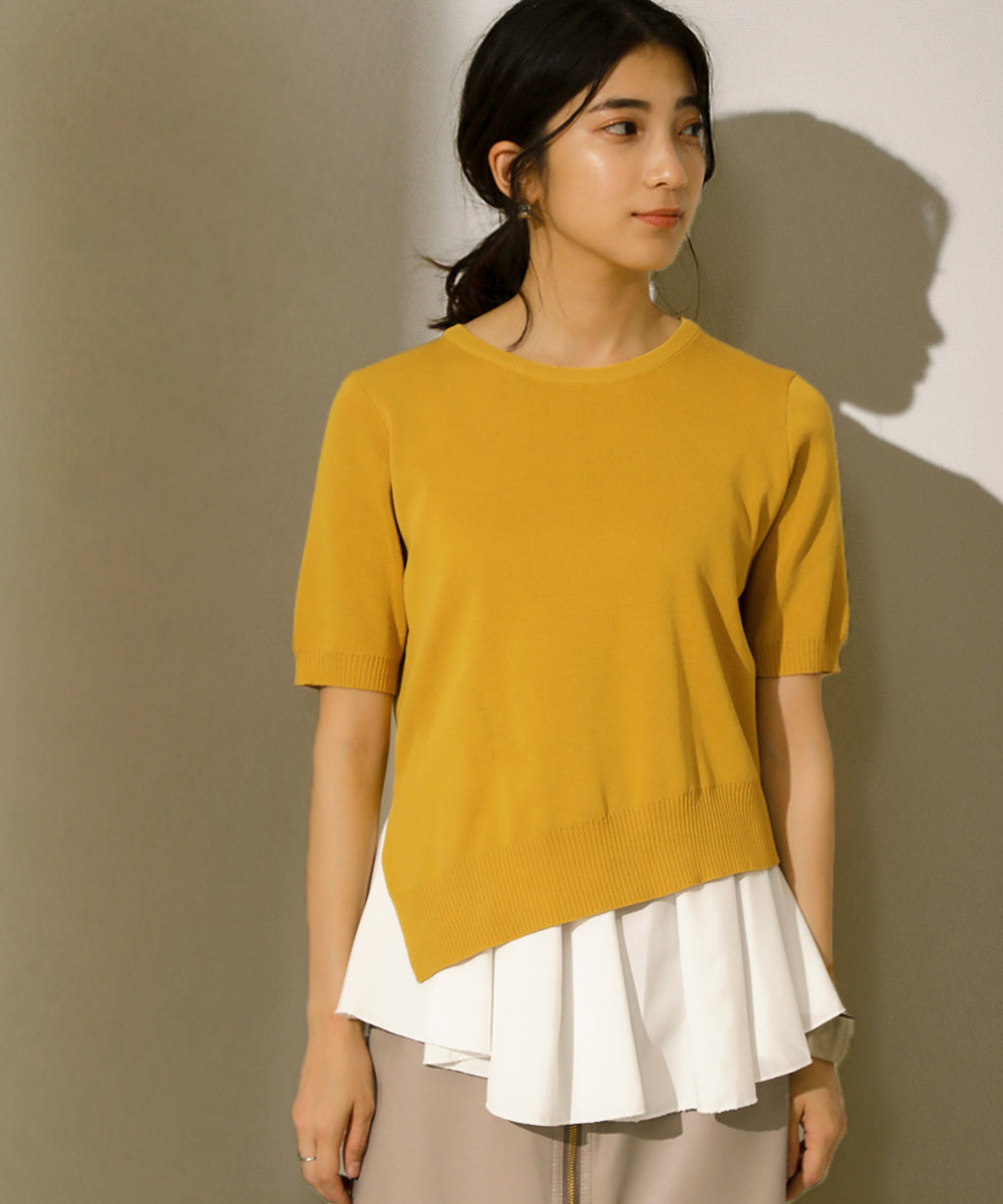 BouJeloud レイヤードシャツセットアシメヘムニット