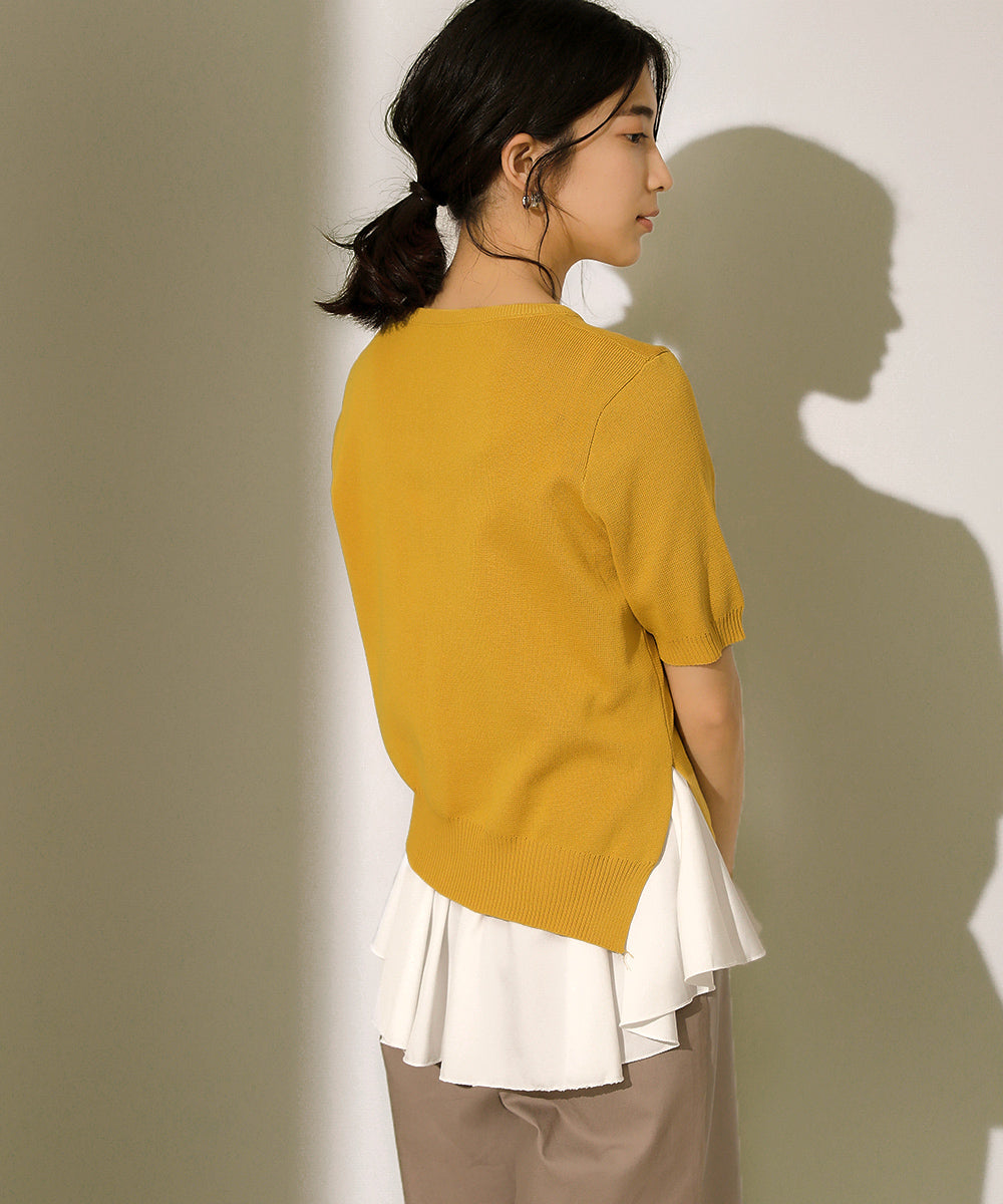 BouJeloud レイヤードシャツセットアシメヘムニット