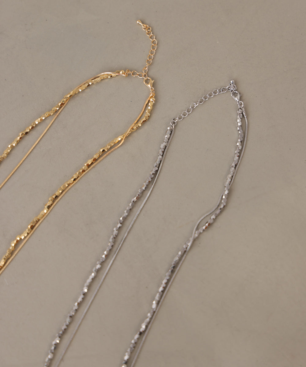 ２連メタルビーズネックレス