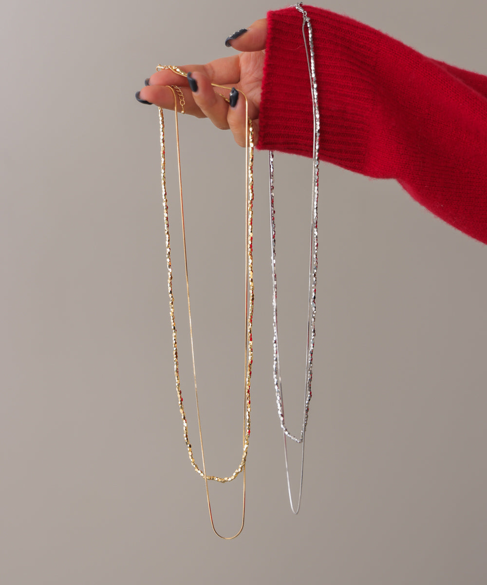 ２連メタルビーズネックレス