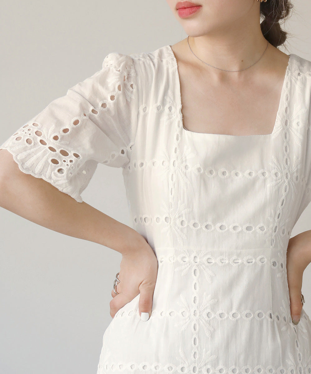 【低身長向けサイズあり】コットンレースマーメイドワンピース